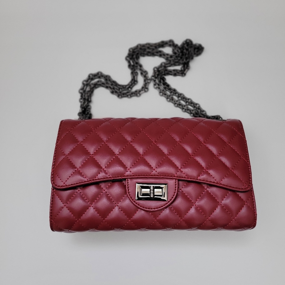 Burgundy Quilted Purse Bag NWT